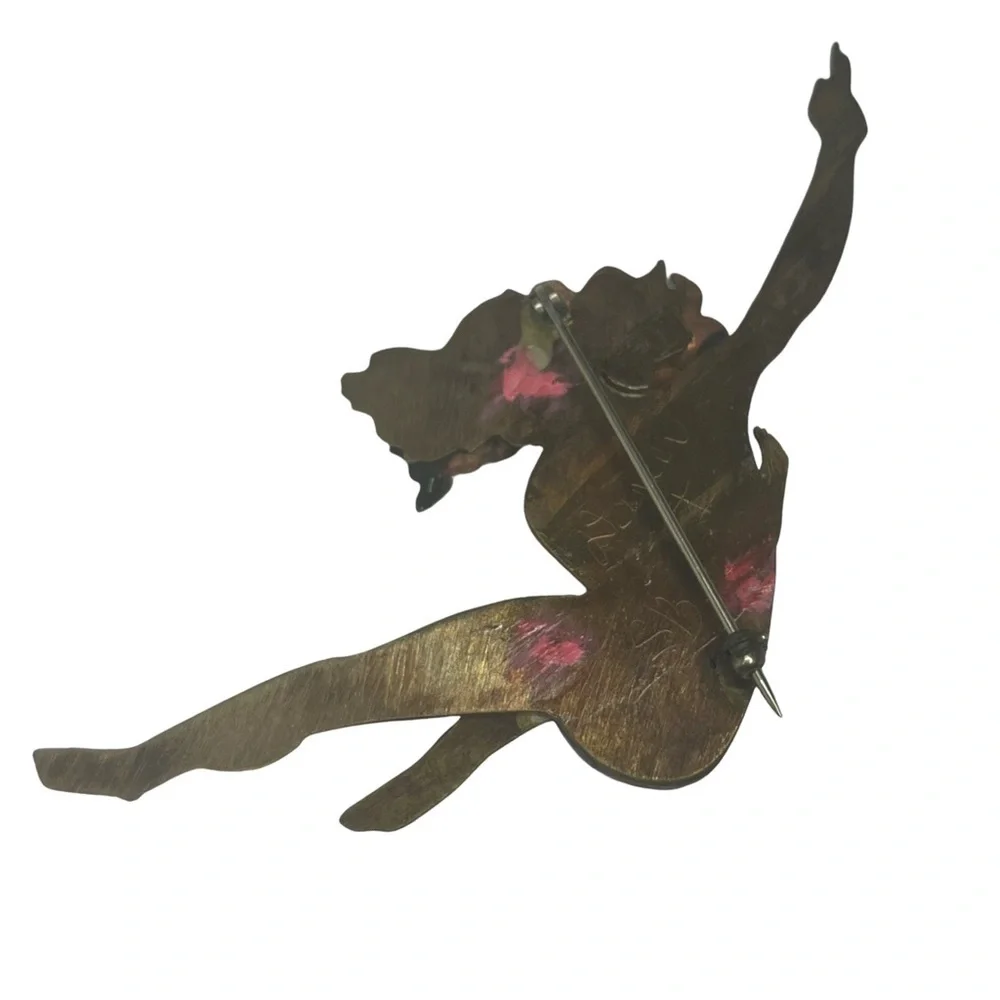 Vintage Artisan Sterling Female Dancer Signed Brooch